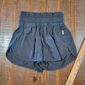 Free People movement Womens Shorts Black XS Active Shorts Logo Lined 3" HighRise